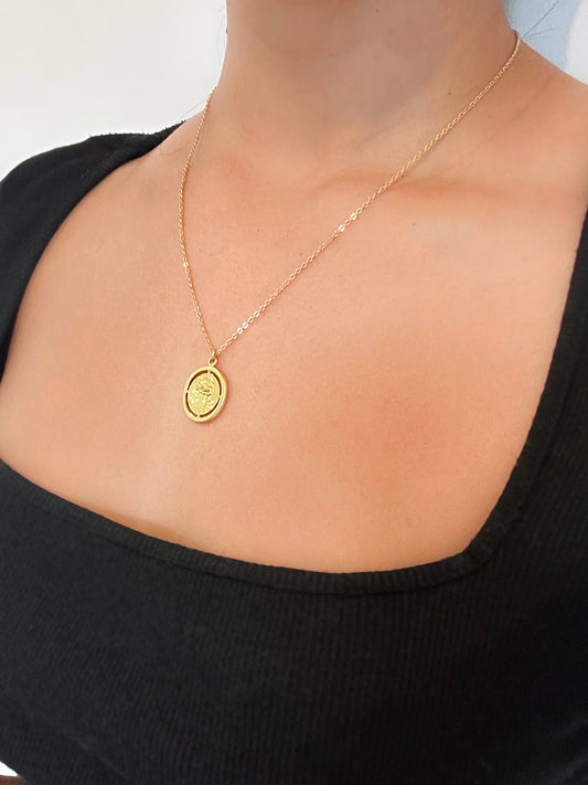 Adelaide 18k Gold Vintage Rose Pendant Necklace