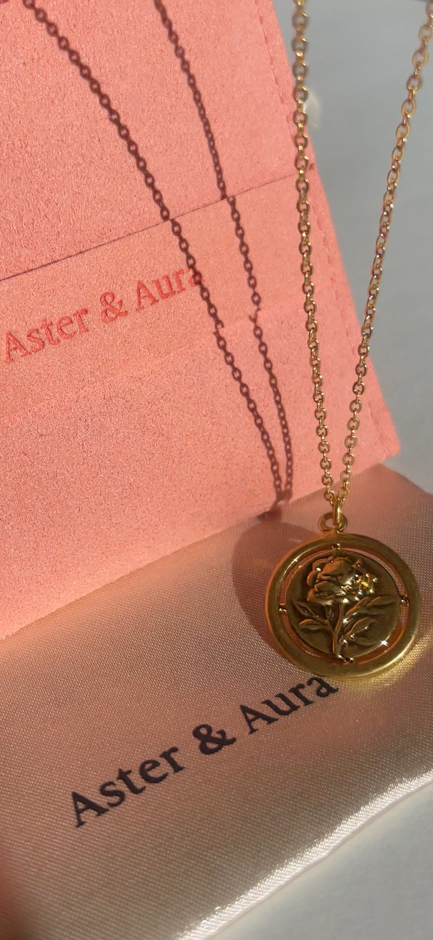 Adelaide 18k Gold Vintage Rose Pendant Necklace