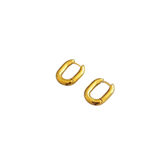 Amara Gold Link Hoop Huggies Earrings