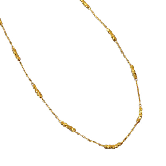 Aquarius Dainty Gold Square Beaded Necklace