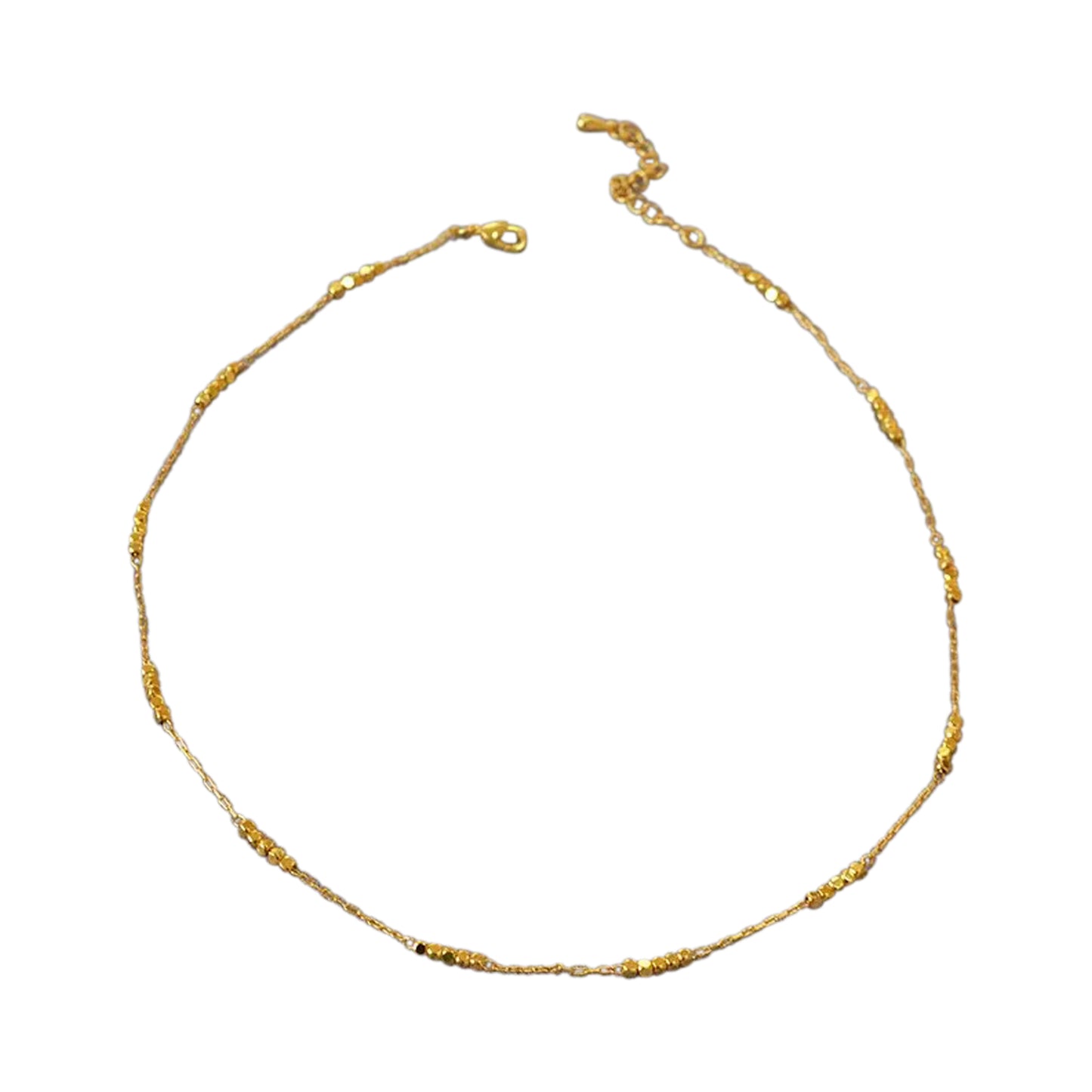 Aquarius Dainty Gold Square Beaded Necklace