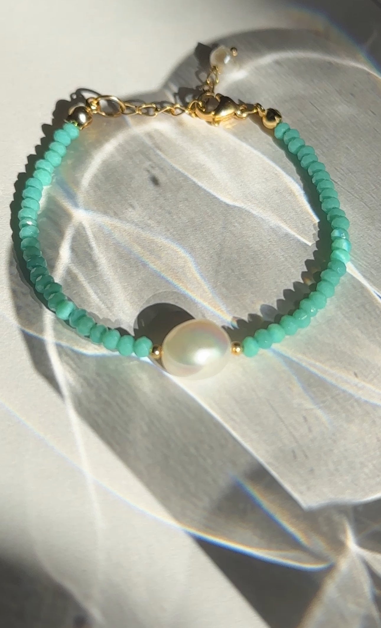 Ariel Freshwater Pearl Turquoise Green Beaded Bracelet