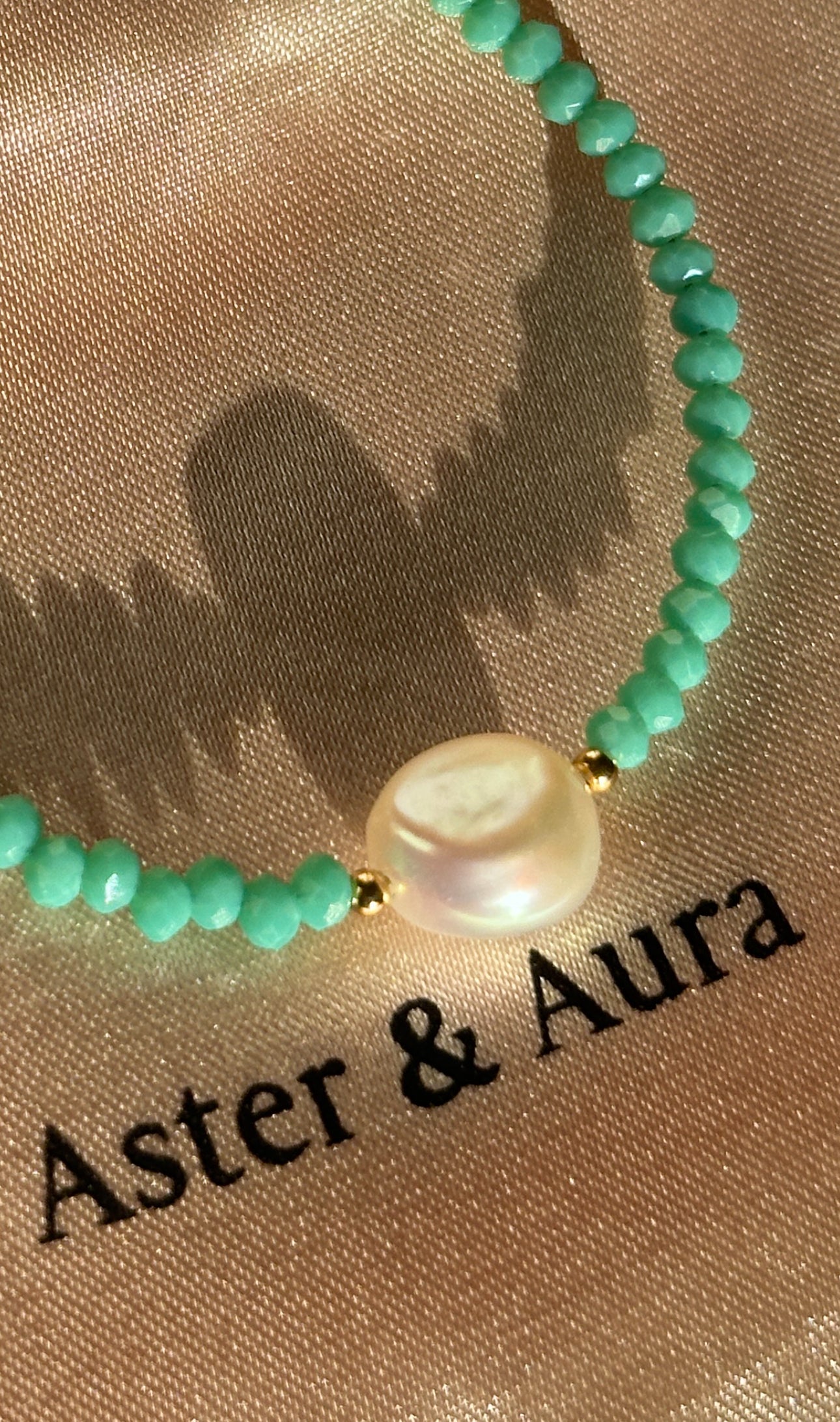 Ariel Freshwater Pearl Turquoise Green Beaded Bracelet