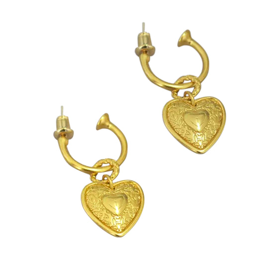 Aurora Heart Vintage Gold Earrings