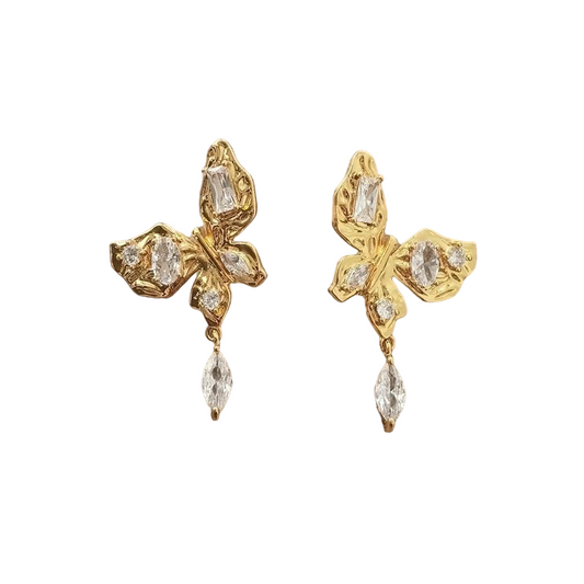 Elowin Butterfly Statement Gold Earrings