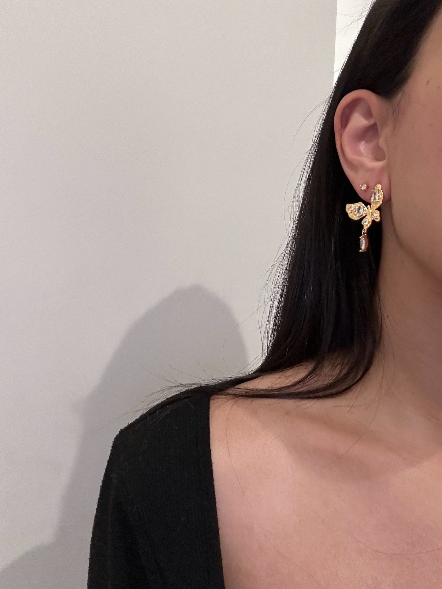 Elowin Butterfly Statement Gold Earrings