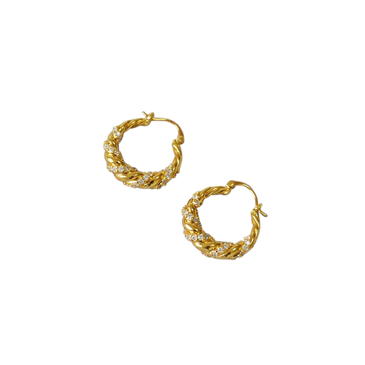 Jasmine Crystal Intertwined Gold Hoop Earrings