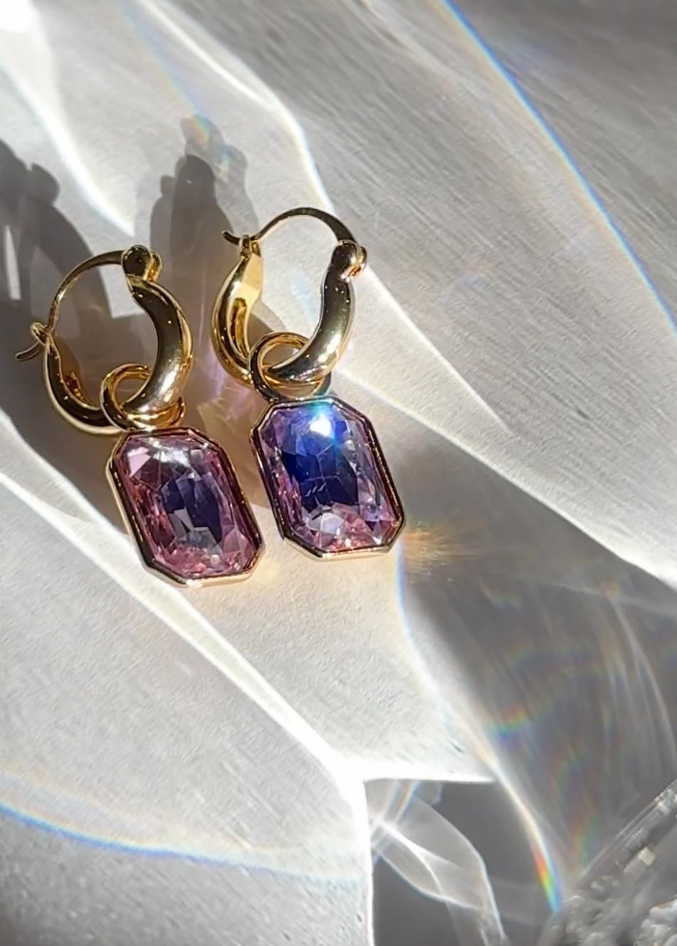 Lavender Crystal Cove Gold Pendant Huggies Earrings