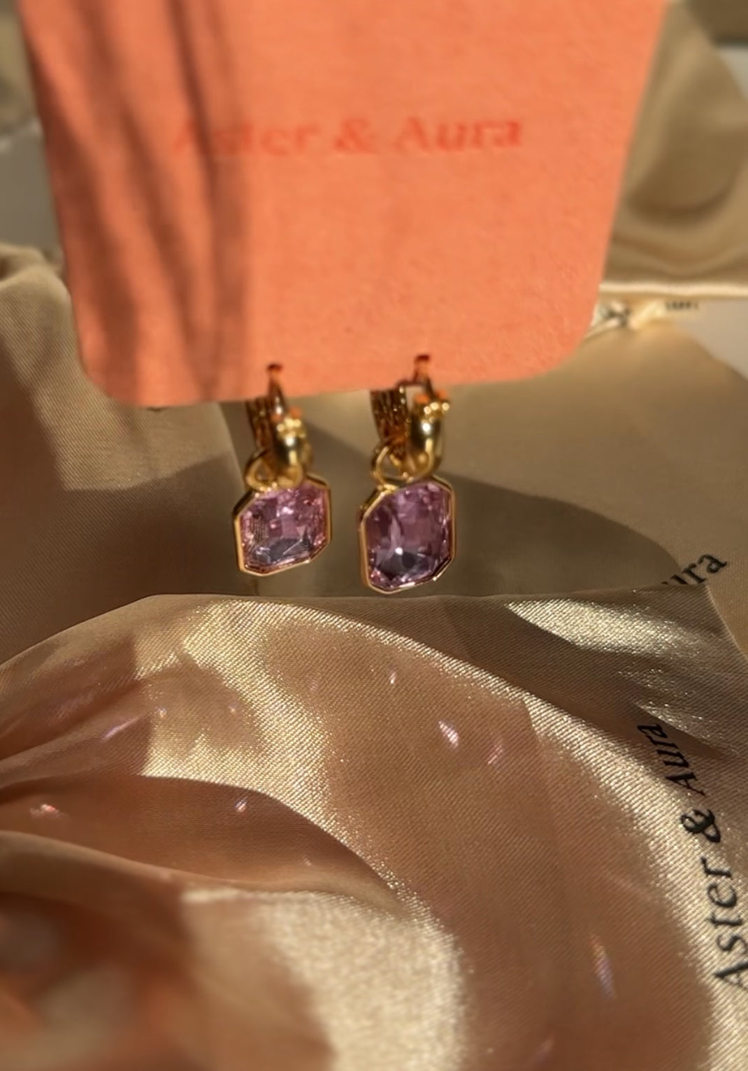 Lavender Crystal Cove Gold Pendant Huggies Earrings