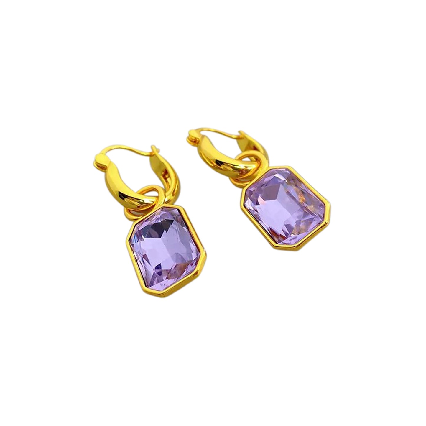 Lavender Crystal Cove Gold Pendant Huggies Earrings