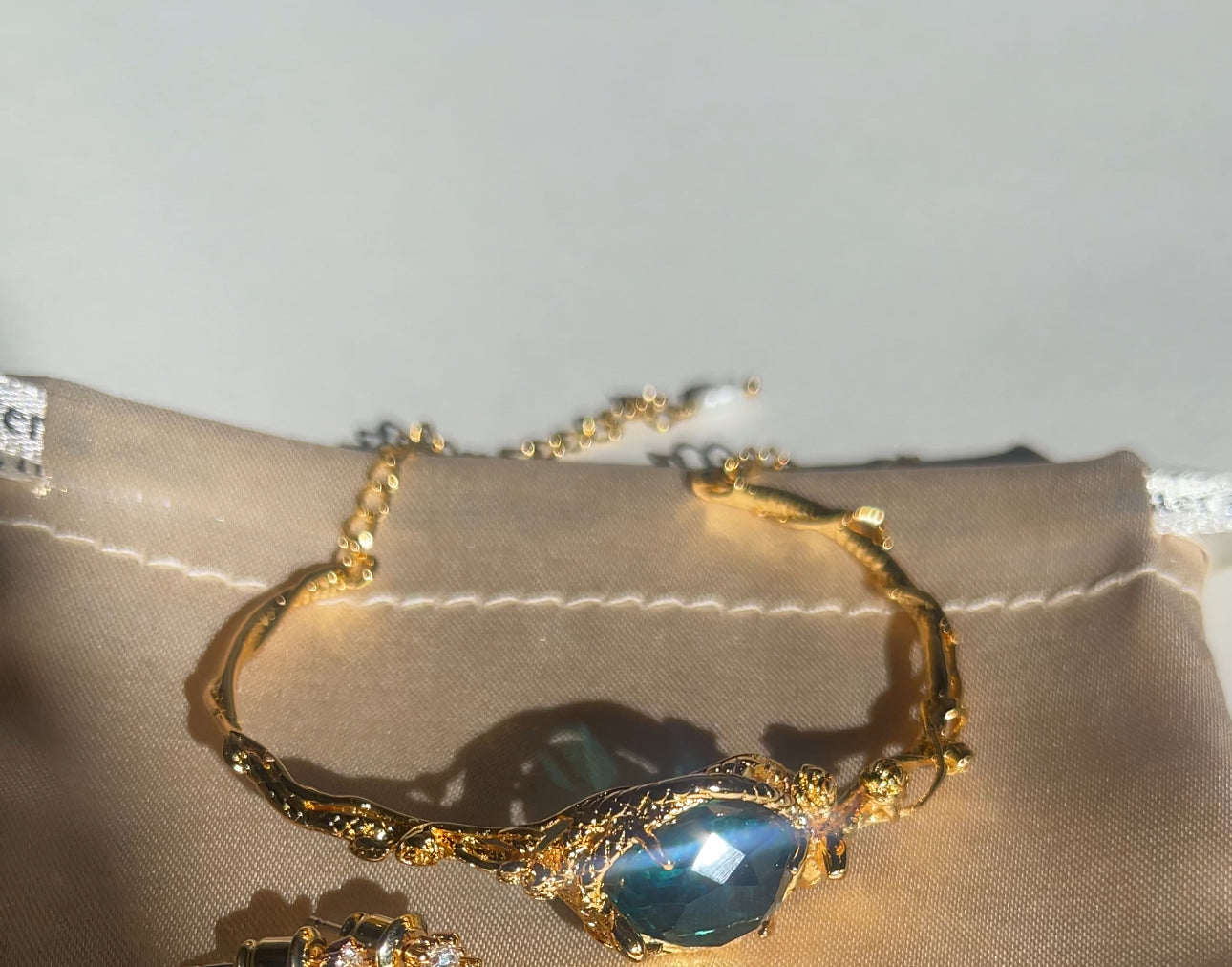 Ocean Blue Crystal Gold Adjustable Bracelet