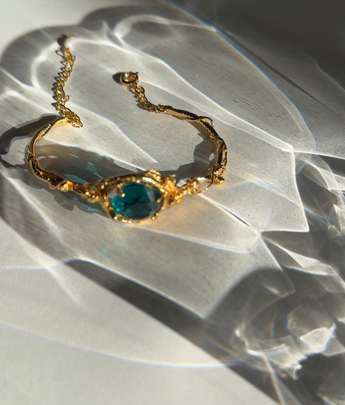 Ocean Blue Crystal Gold Adjustable Bracelet