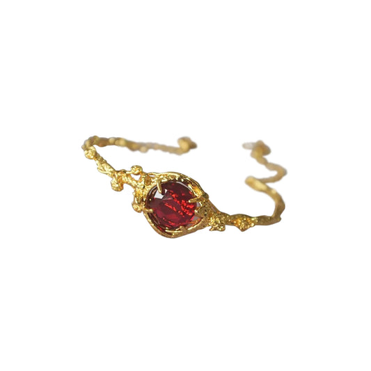 Ruby Red Ocean Crystal Gold Adjustable Bracelet