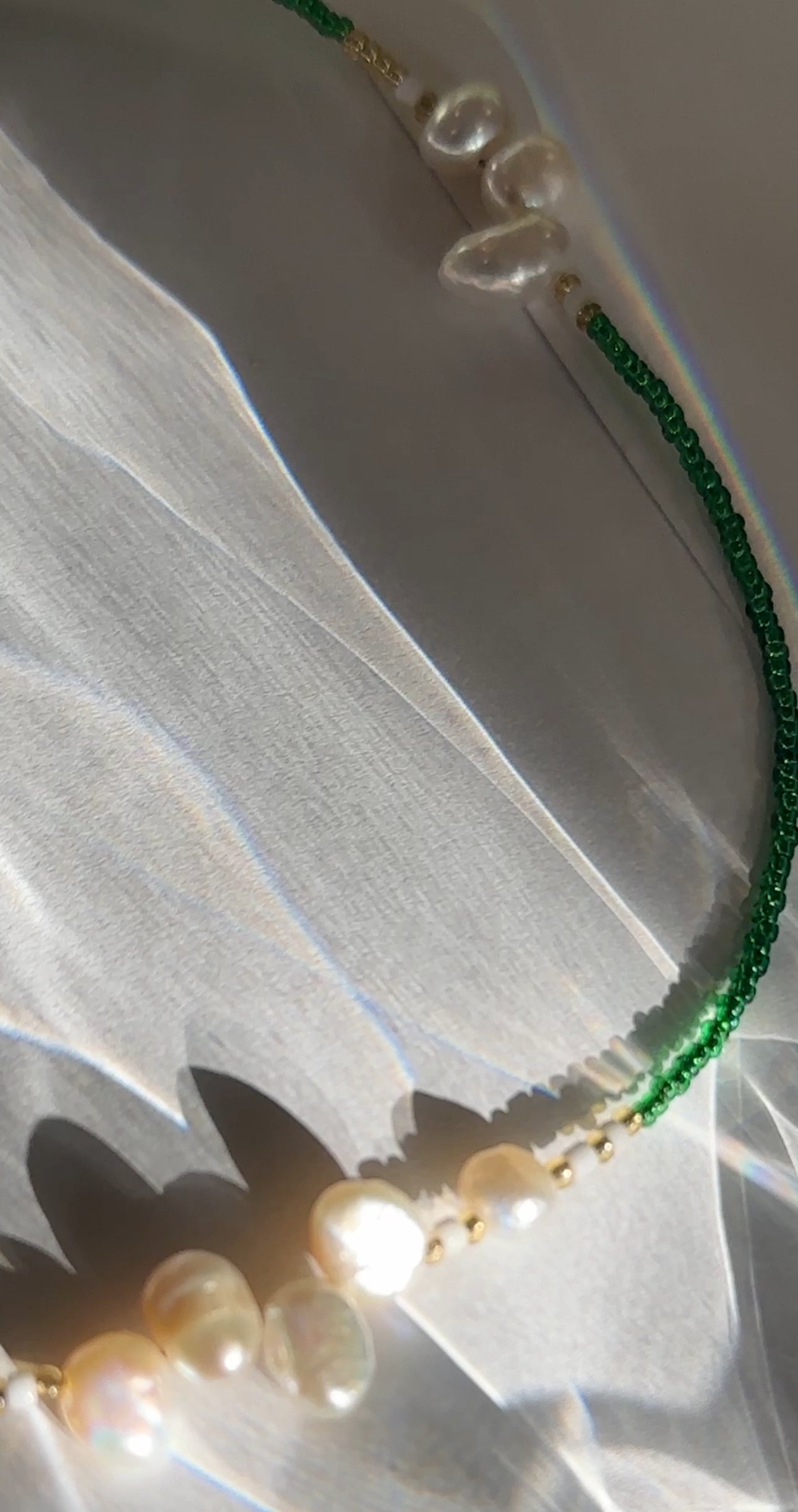 Summer Freshwater Pearl Green Beaded Necklace