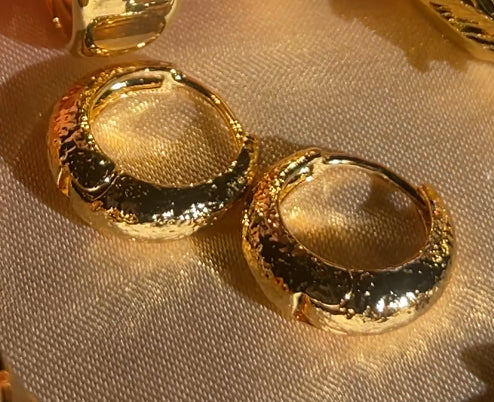 Twilight Hammered Gold Small Hoop Earrings