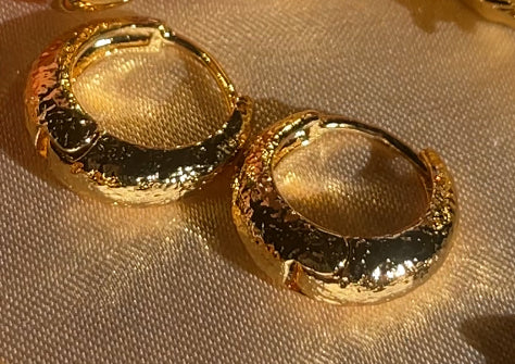 Twilight Hammered Gold Small Hoop Earrings