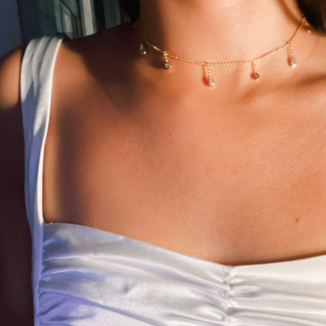 Gold 18k gold plated necklace dainty drop choker necklace