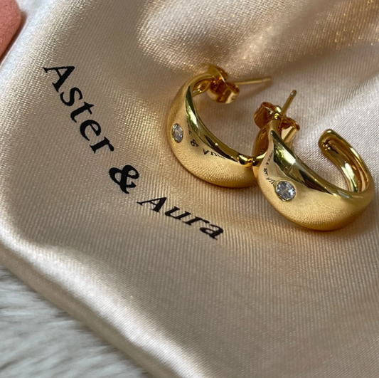 18k gold plated hoop earrings with crystals miniamlist earrings Australian designed