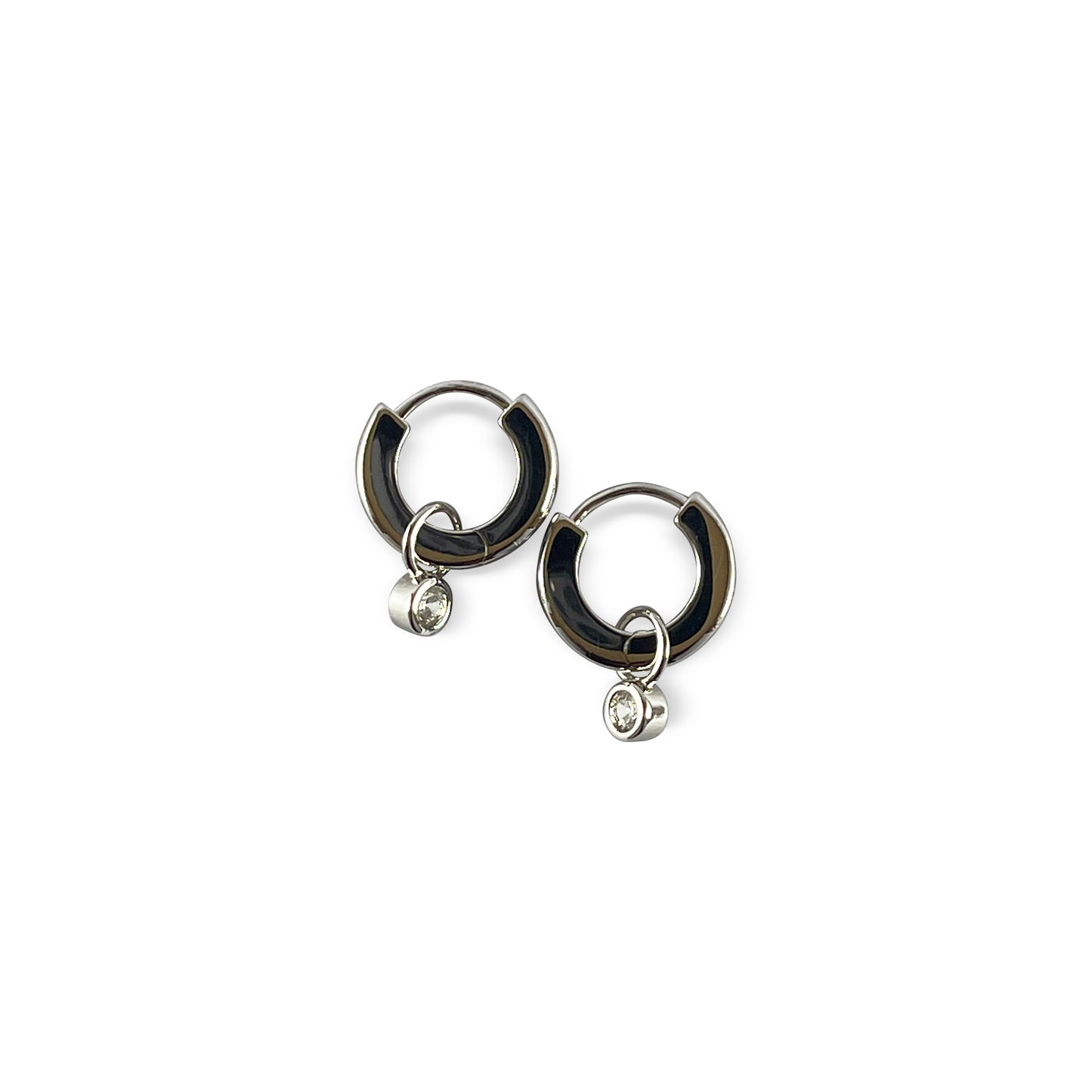 Aster Silver Round Drop Huggies Earrings