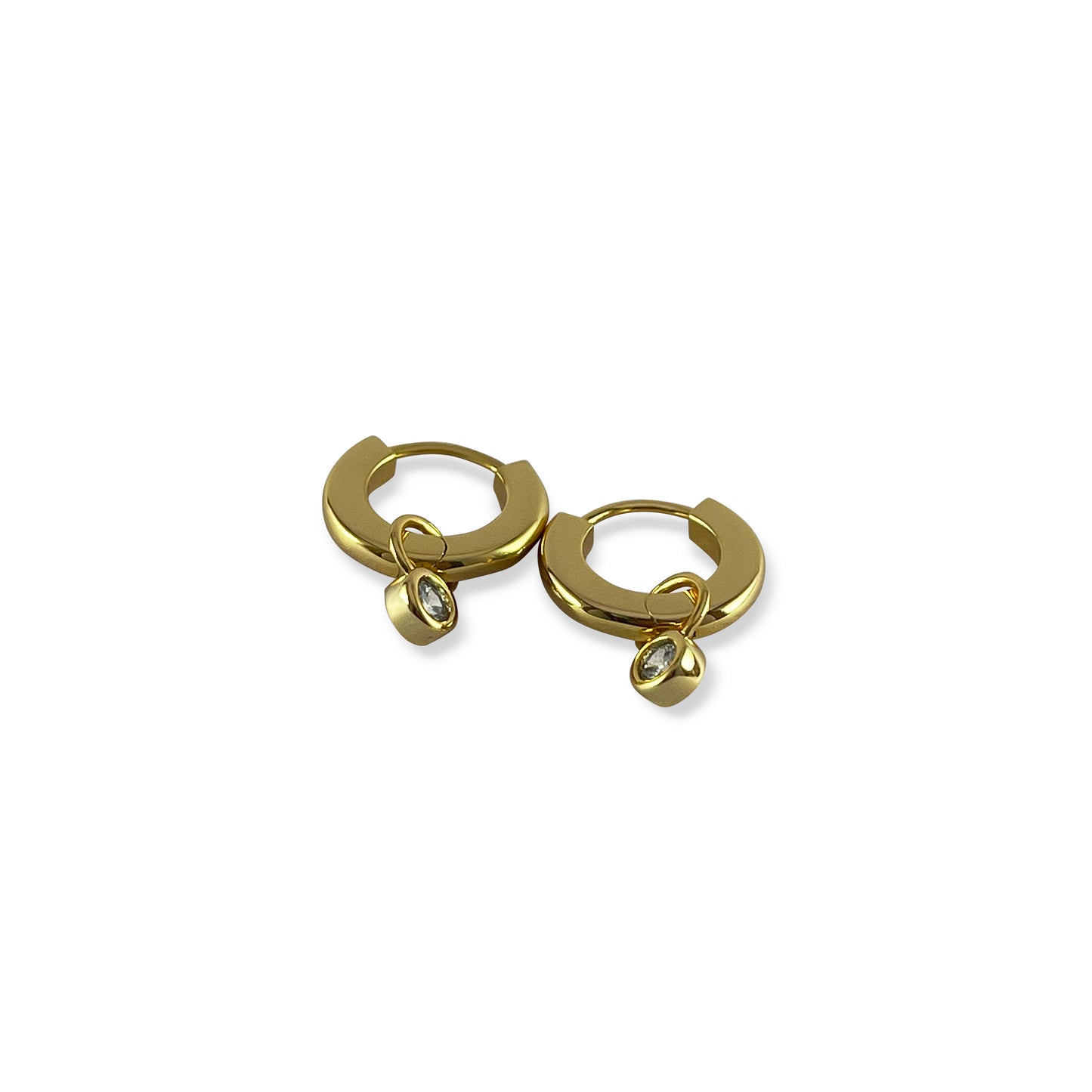 Aster Gold Round Drop Huggies Earrings