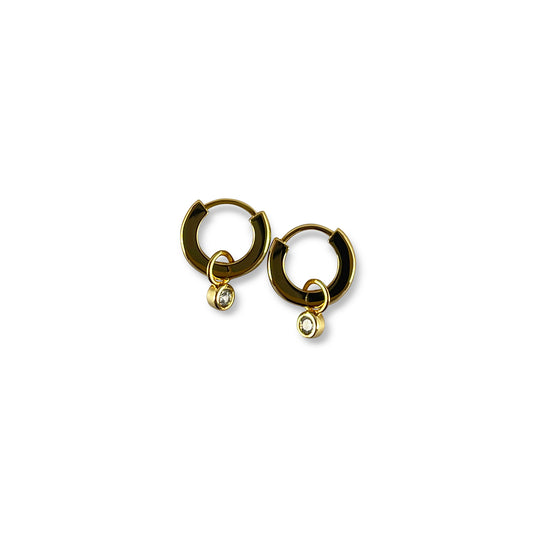 Aster Gold Round Drop Huggies Earrings